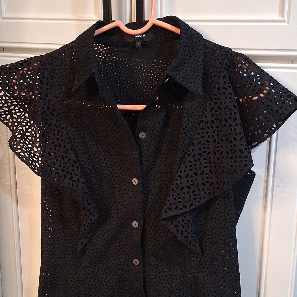 Theory Nova Ruffle Eyelet Dress Size 2 - Picture 3 of 8